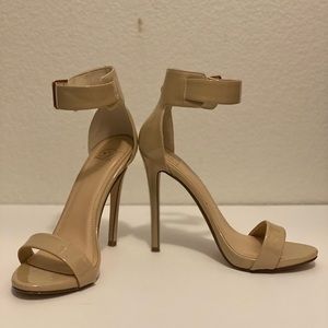 Nude, ankle strap, open toes heels